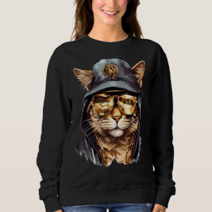 Moletom Gângster Hip Hop Gato Vestindo Óculos de sol
