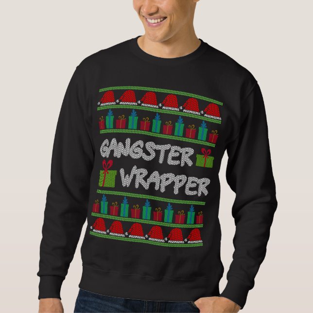 Moletom Gangster Wrapper Ugly Christmas Sweater Engraçado (Frente)