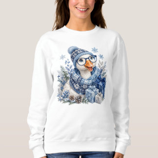 Moletom Ganso de Natal de Inverno Azul