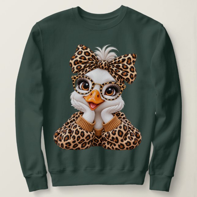 Moletom Ganso Leopard Coquette Preppy Outono  (Frente do Design)