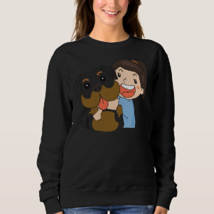 Moletom Garota Abrindo Um Rottweiler