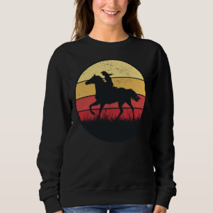 Moletom Garota Andando Cavalo Vintage Sunset Texas Cowgirl