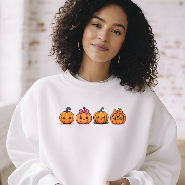 Moletom Garota Bonita Pumpkins Cai Fall Halloween Cozy (Criador carregado)