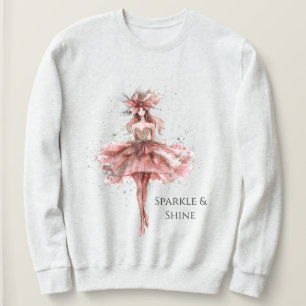 Moletom Garota brilhante em vestido Dourado rosa rosa rosa
