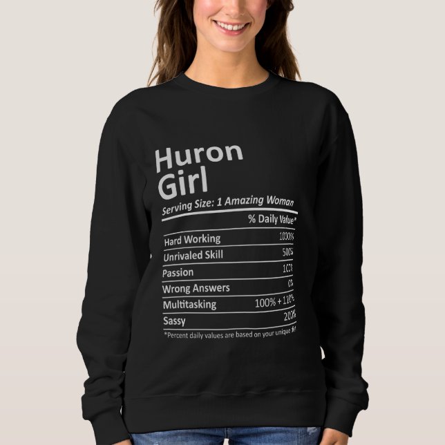 Moletom Garota de Huron Sd Dakota do Sul Cidade Engraçada  (Frente)