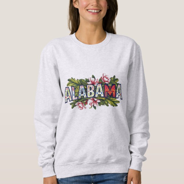 Moletom Garota de Tipografia do Alabama, em Hibiscus Rosa (Frente)