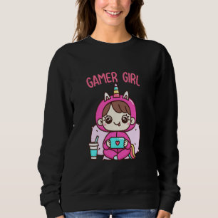 Moletom Garota Gamero Bonita Vestindo Unicorn Pajama Girl
