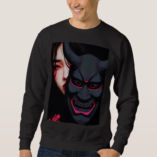Moletom Garota Misteriosa com Máscara Oni Terror Japonês S (Frente)