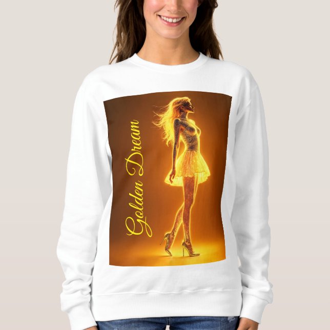 Moletom Garota neon ouro em elegância brilhante (Frente)