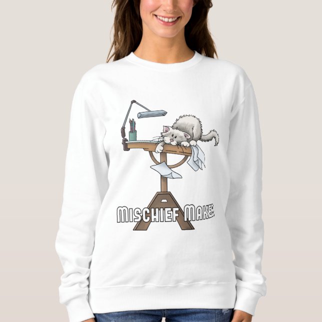 Moletom Gat Branco Criador de Travessuras   (Frente)