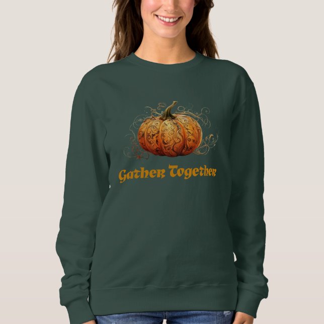 Moletom Gather Together Pumpkin Fall Sweatshirt (Frente)