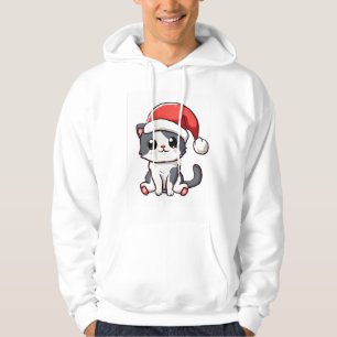 Moletom Gatinho de Natal bonito vestindo chapéu de Papai N