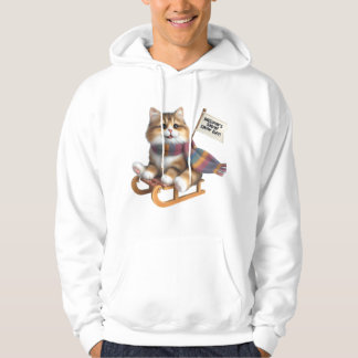 Moletom Gatinho Fofo Dia de Neve no Trenó, Gato Fofo de Ca