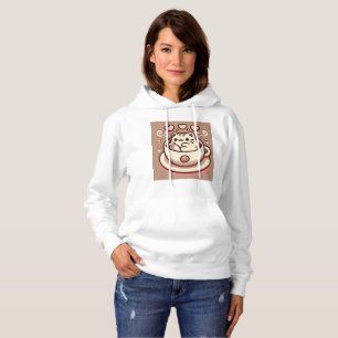 Moletom Gatinho Gato Inteiro e Café-Cute Kawaii em Teacup