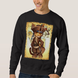 Moletom Gato Adorável Vestido Como Um Tesouro Pirata M