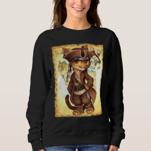 Moletom Gato Adorável Vestido Como Um Tesouro Pirata M