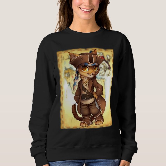 Moletom Gato Adorável Vestido Como Um Tesouro Pirata M (Frente)