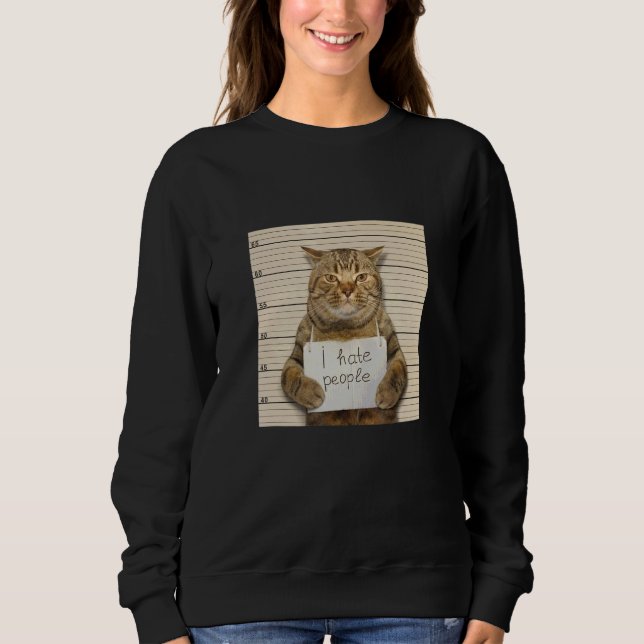 Moletom Gato Afastado Eu Odeio Pessoas Gato Proprietário (Frente)