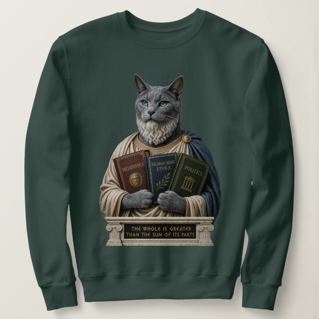 Moletom Gato Aristóteles Azul Russo (Frente do Design)