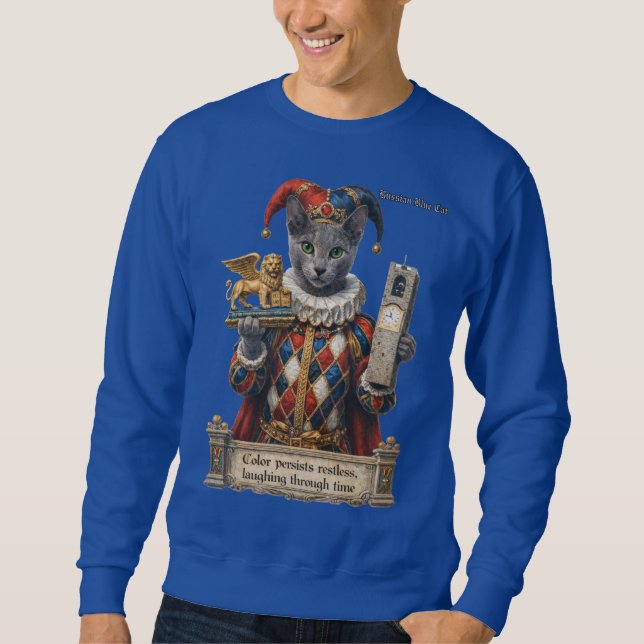 Moletom Gato Arlequim Azul Russo (Frente)