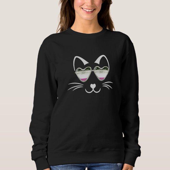 Moletom Gato Asexual Do Orgulho Ace Demi Da Cinza (Frente)