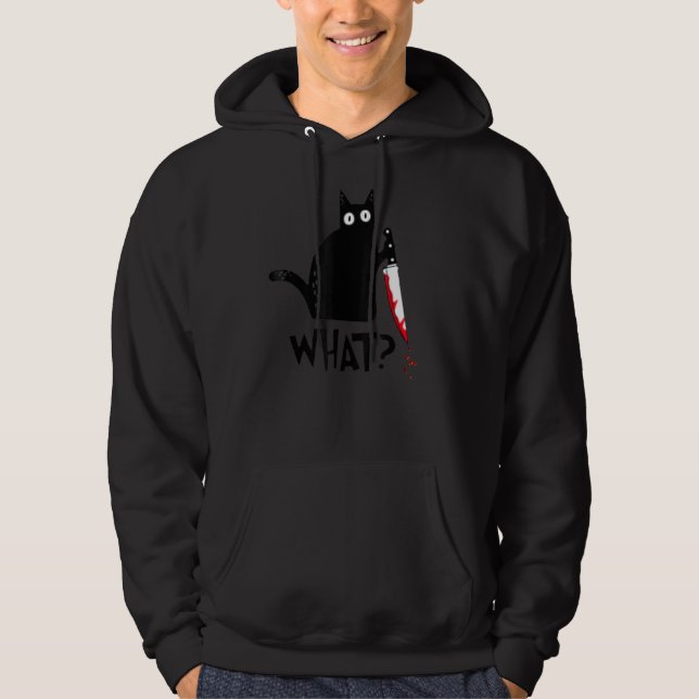 Moletom Gato Assassino Com Gato Engraçado De Faca Que Baco (Frente)