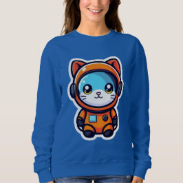 Moletom Gato Astronauta Laranja Fofo Kawaii Gatinho Espaci
