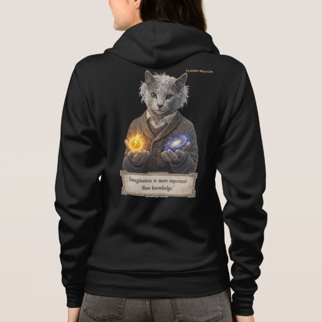 Moletom Gato Azul Russo Einstein - Imaginação (Verso)