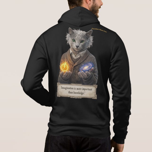 Moletom Gato Azul Russo Einstein - Imaginação (Verso)