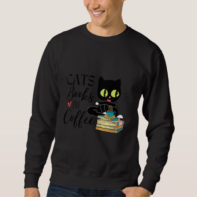 Moletom Gato Beba Bom Café Leia Bons Livros (Frente)