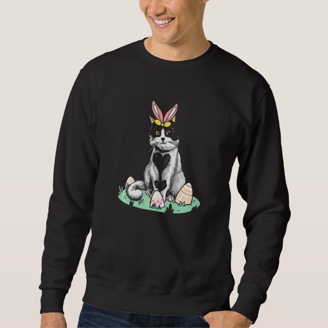 Moletom Gato Bonito Com Ovos De Orelha De Páscoa Coelhinho (Frente)
