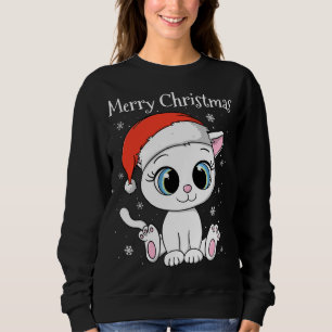Moletom Gato bonito com Papai Noel Feliz Natal