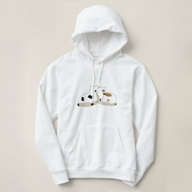 Moletom Gato Branco Hoodie - Cozinha e divertida (Frente do Design)
