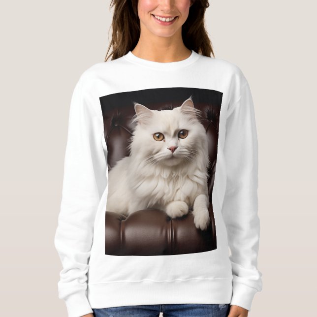 Moletom Gato branco majestoso (Frente)