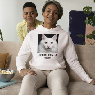 Moletom Gato Branco Personalizado Cinza e Texto Preto Foto