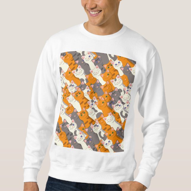 Moletom Gato branco ruivo padrão diagonal (Frente)