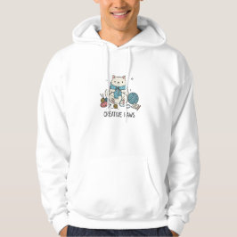 Moletom Gato Branco Tricotando Suprimentos para Hobby de I