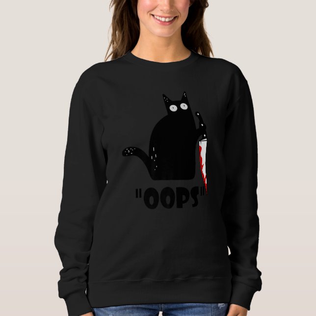 Moletom Gato Ca Oops Gato Assassino Gato Preto Com Faca (Frente)