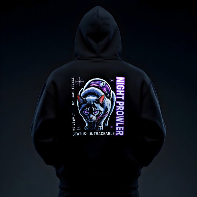 Moletom Gato Cibernético Notívago para fãs de cyberpunk (Criador carregado)