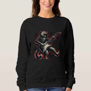 Moletom Gato Com Guitarra Tocando Música Rock and Roll Sha