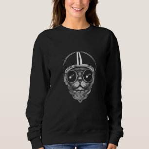 Moletom Gato Com Helmet Biker De Motocicleta Scoote