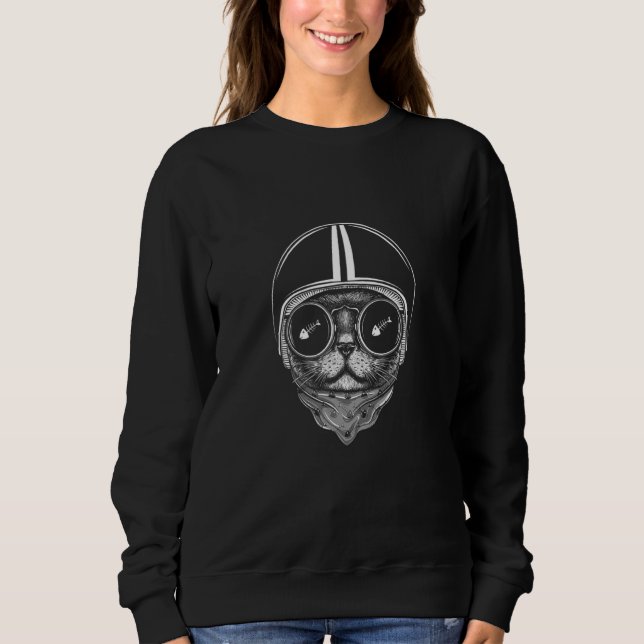 Moletom Gato Com Helmet Biker De Motocicleta Scoote (Frente)