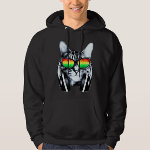 Moletom Gato com óculos de sol e fones de ouvido