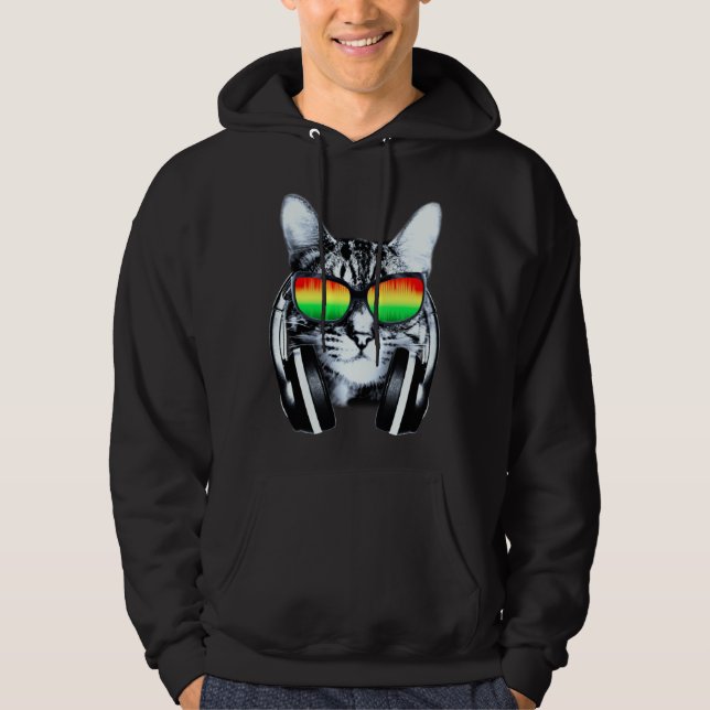 Moletom Gato com óculos de sol e fones de ouvido (Frente)