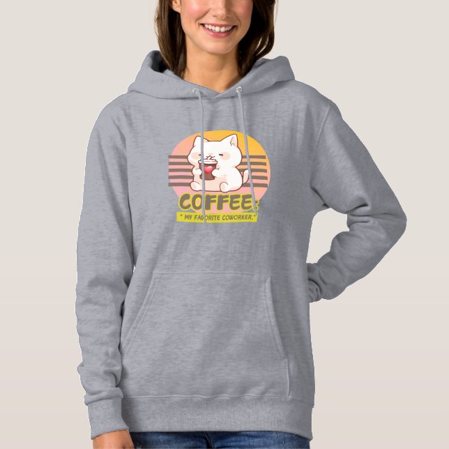 Moletom gato com uma citação de café cardíaco (Frente)