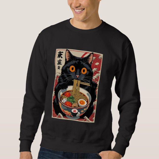 Moletom Gato Comendo Ramen Engraçado (Frente)