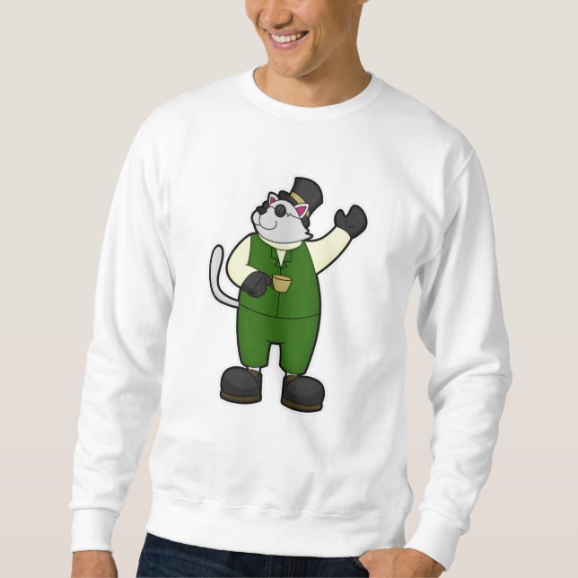 Moletom Gato como noivo com café e chapéu (Frente)