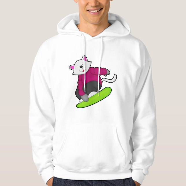 Moletom Gato como Snowboarder com Snowboard (Frente)