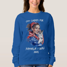 Moletom Gato Damas por Harris e Walz Humor Político