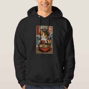 Moletom Gato de Anime Kawaii Jogador de Ramen Japonês Retr